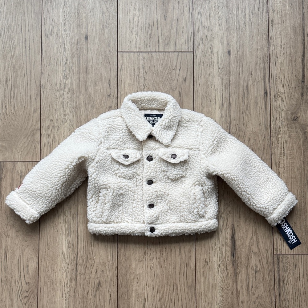 OshKosh B'gosh Teddy Fleece Cream Jacket Toddler 2T NWT New